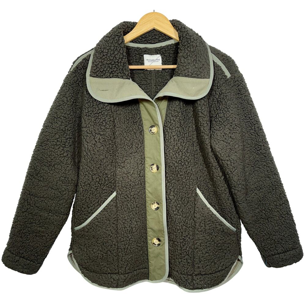 Abercrombie & Fitch Soft AF Green Sherpa Utility Teddy Jacket Coat Womens Size M